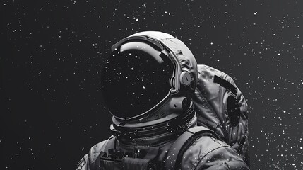 Wall Mural - Digital technology black and white astronaut and space poster background