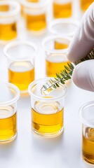 Poster - Scientist in lab coat analyzing biofuel samples, advanced processing technology