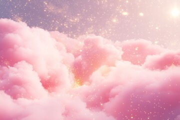 Canvas Print - dreamy pink cloudscape shimmering with sparkles