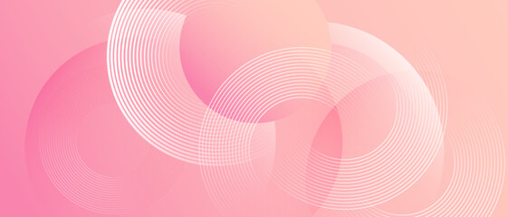 Wall Mural - Abstract pink modern background with circle elements. Trendy banner. Vector illustration.