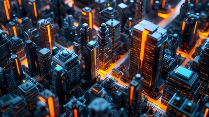 Digital technology futuristic city scene poster web page PPT background