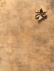 Poster - A beautifully textured background mimicking gift wrapping paper, highlighting a small decorative box with a bow in one corner. Generative AI