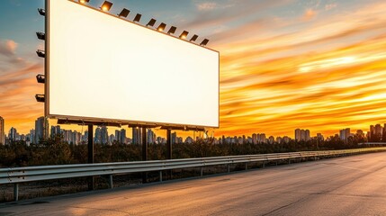 Poster - Empty billboard at sunset