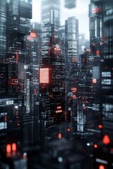 Poster - ai urban landscape, digital networks, futuristic technology, neon holograms