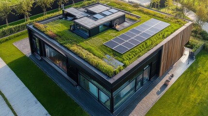 Modern Sustainable Factory with Green Roof Design