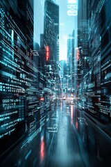 Poster - ai-driven urban environment, futuristic city, advanced technology, digital society
