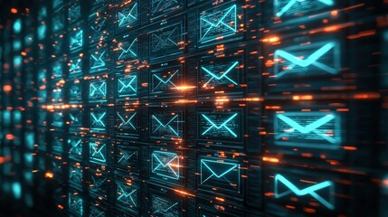 Poster - Digital Inbox with Unread Emails and Suspicious Activity