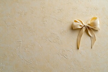 Aufkleber - A soft, light textured background features a small ribbon bow, ideal for highlighting gifts and festive moments. Generative AI
