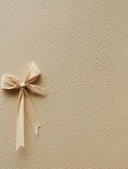 Poster - A soft light textured background features a small bow, creating a festive and inviting atmosphere for gifts and celebrations. Generative AI