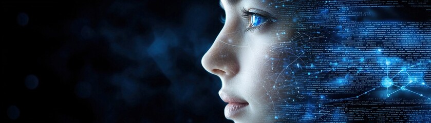 Poster - Futuristic Portrait with Digital Elements and Flare