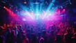 © ZpongXED - Crowded nightclub with people dancing under flashing lights, vibrant music filling the air, ultrarealistic detail of motion, colors, and party atmosphere