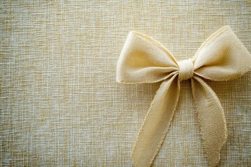 Poster - A soft, textured background resembling gift wrapping features a small bow delicately placed in the corner, enhancing its decorative appeal. Generative AI