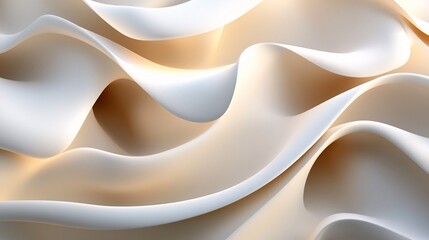 Poster - Abstract wavy pattern with smooth, cream-colored layers, creating a serene and modern background. Perfect for design projects and presentations.