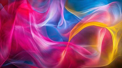 Poster - Colorful abstract background with flowing waves and light reflections, creating a vibrant and dynamic visual experience.