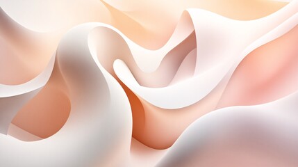 Poster - Abstract wave pattern with soft shades of peach and white, creating a gentle and serene atmosphere. Perfect for backgrounds and creative designs.
