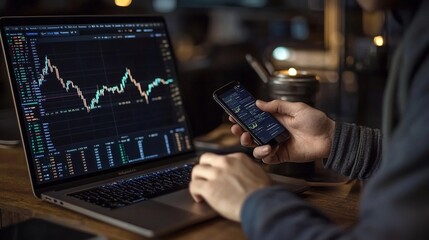 Poster - Stock Market Analysis with Laptop and Smartphone
