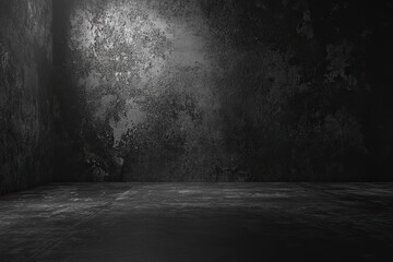 Abstract empty dark room with concrete wall and floor, industrial interior background