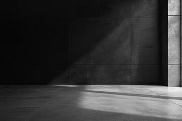 Fototapete - Abstract empty dark room with concrete wall and floor, industrial interior background