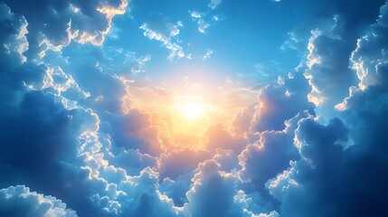 Wall Mural - a bright sun shines through a layer of clouds, creating a beautiful halo of light.