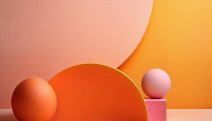 Poster - Vibrant Abstract Circular Shapes with Gradients in Warm Hues of Orange and Pink. Perfect for Modern Posters, Digital Banners, or Backgrounds with Ample Copy Space for Marketing and Design Projects