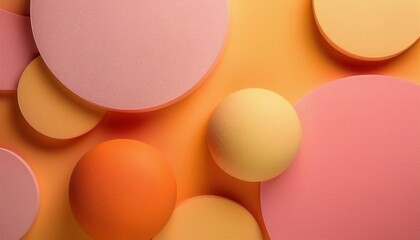 Poster - Vibrant Abstract Circular Shapes with Gradients in Warm Hues of Orange and Pink. Perfect for Modern Posters, Digital Banners, or Backgrounds with Ample Copy Space for Marketing and Design Projects