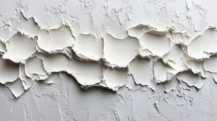 Leinwandbilder - A textured wall displays an intricate pattern of cracked white plaster under natural light, emphasizing its unique features and artistry.