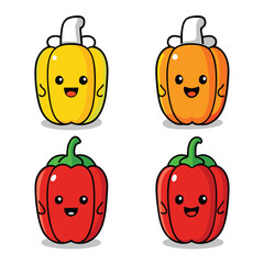 Red bell pepper, red sweet pepper, paprika vector illustration white backgr