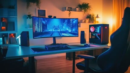 Gaming Setup with Curved Monitor