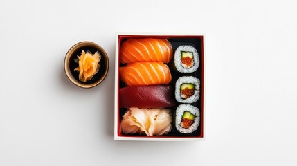 Poster - Fresh Sushi Box with Assorted Varieties and Sides