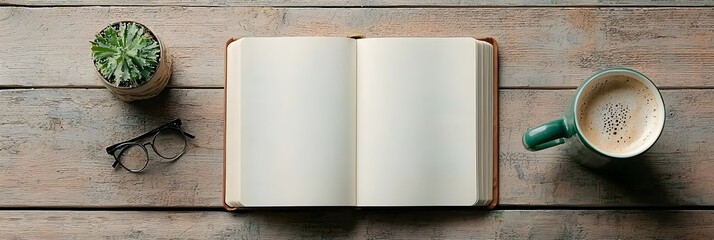 Poster - A closed book resting next to an open journal suggesting a moment of reflection introspection and intellectual contemplation on a wooden desk in a study or office setting