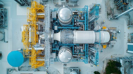 Aufkleber - Aerial view of a modern eco friendly biofuel production plant situated in a picturesque rural landscape