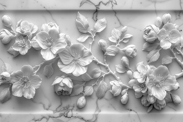 Poster - luxurious white wall design with rococo stucco mouldings created with generative ai technology