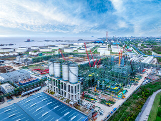 Poster - Oil refinery and chemical plant at seaside