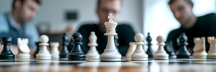Aufkleber - Chessboard with Tactical Moves Left in Intense Chess Game Strategic Positioning and Analytical Decision Making in a Competitive Chess Match