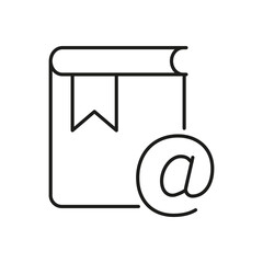 Aufkleber - Contact Book Line Icon for Email and Support Services. Digital Book and Email Sign for Online Communication and Information Access Outline Symbol. Editable Stroke. Isolated Vector Illustration