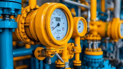 Poster - Close up view of an intricate crude oil processing system showcasing the complex network of metallic pipes valves