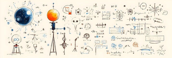 Poster - Collection of whimsical hand drawn doodles and icons in a variety of colorful abstract patterns and designs  Perfect for adding a playful creative touch to product packaging websites