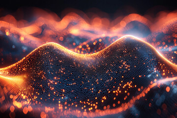 Poster - Abstract digital landscape with glowing particles in vibrant colors