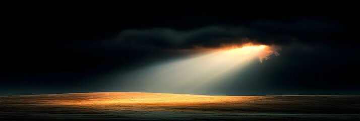 Poster - Dramatic Sunlight Piercing Through Ominous Dark Clouds Offering a Glimmer of Hope and a Promise of Transformation