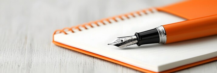Poster - Elegant journal and fountain pen on a minimalist desk inspiring introspection writing and creative expression  A still life composition promoting focus productivity and the joy of the written word