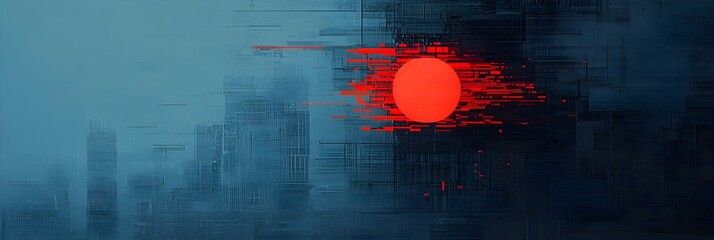 Aufkleber - Glitched Futuristic Pixels With Distorted Digital Artwork Effect   Abstract Chaotic Composition of Disrupted Data and Technology Textures