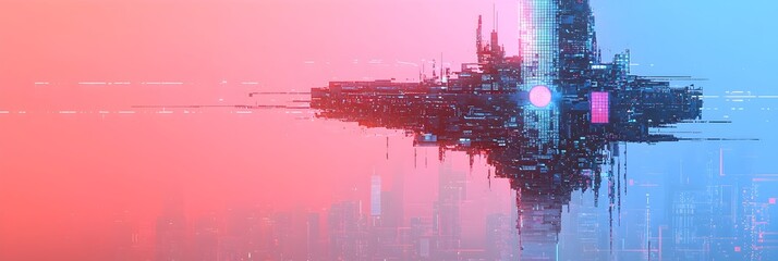 Aufkleber - Mesmerizing Glitch Effect with Distorted Pixels and Futuristic Digital Artwork Creating a Captivating and Modern Visual Experience