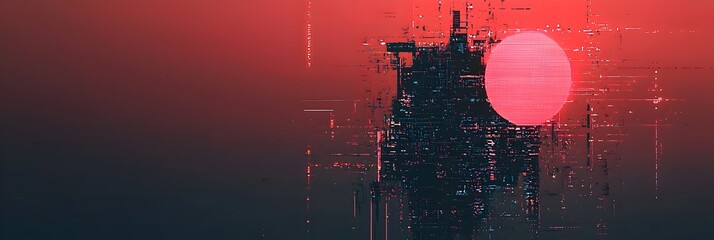 Poster - Mesmerizing Futuristic Glitch Effect with Distorted Vibrant Pixels   Abstract Digital Art with Striking Pixelated Patterns and Experimental Visuals