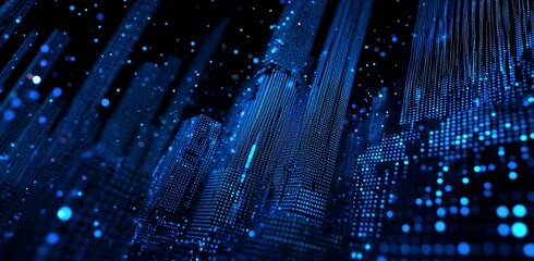 Poster - graphite waveforms connected to a high-tech circuit frame. concepts of digital communication and tec