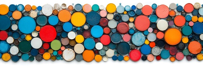 Poster - overlapping and interconnected colored circles creating an abstract pattern symbolizing the converge