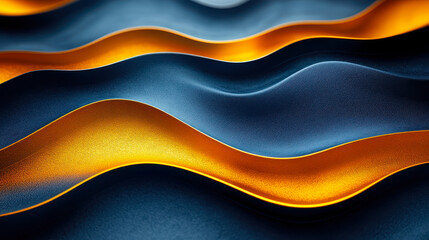 Poster - Luxurious Gold and Navy Blue Abstract Waves with Metallic Curves Background for Elegant Copy Space