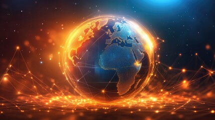 Poster - Digital Globe with Network Connections in Space