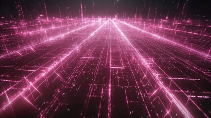 Poster - digital abstract grid with pink glow effects