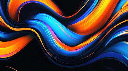 Poster - Vibrant Abstract Waves in Blue and Orange Tones