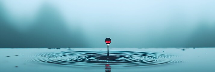 Poster - Serene and tranquil ripple effect on the surface of a calm body of water representing the fluid and dynamic nature of emotional impact and energy within a natural landscape setting